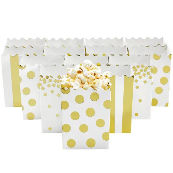 60 Pack Mini Popcorn Boxes for Party, Gold Popcorn Containers for Movie Night Decorations (3 x 4 In) {6}
