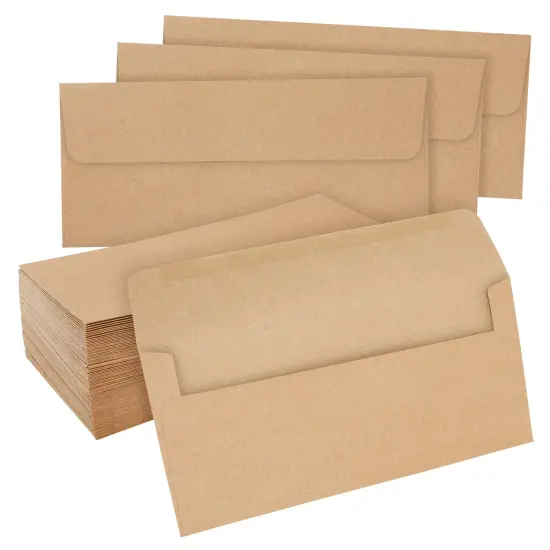 Juvale 100-Pack #10 Brown Kraft Paper Business Envelopes Bulk for Checks, Invoices, Gift Certificates, Mailing Letters, Invitations, Documents, Forms, and Statements (4-1/8X9-1/2 in) {1}