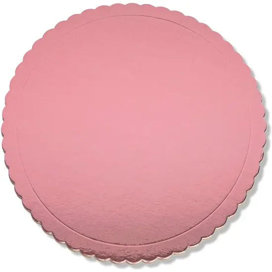 Rose Gold Foil Cake Boards, Scalloped Dessert Base (10 Inches, 12 Pack) Pink {3}