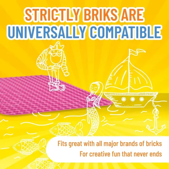Classic Big Briks Baseplate 15" x 10.5" Large Building Brick Baseplate by Strictly Briks |100% Compatible with All Major Brands|Large Pegs for Toddlers | Single Pink Flat Bottom Base Plate, Ages 3-14 {4}