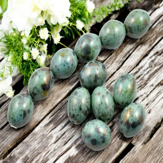 *6* 20x16mm Opaque Turquoise Bronze Picasso Gumball Oval Beads {1}