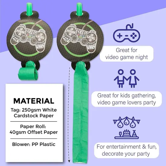 Video Game Birthday Party Favors, Musical Blow Outs (48 Pack) Multicolor {3}