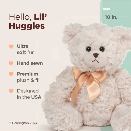 Bearington Lil' Huggles, 10 Inch White Teddy Bear Stuffed Animal, Makes a Great Gift for Birthday, Anniversary, Holiday, or Graduation, For Ages 3-14 {2}