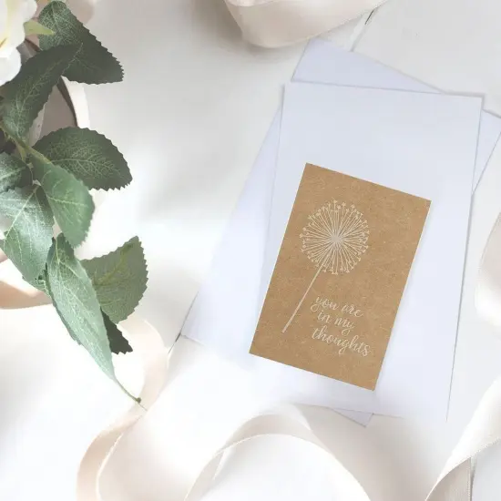 36 Pack Sympathy Cards Bulk with Envelopes - Kraft Paper Condolence Cards for Bereavement, Thinking of You - White Dandelion Design, Blank Inside (4x6 In) Brown {4}