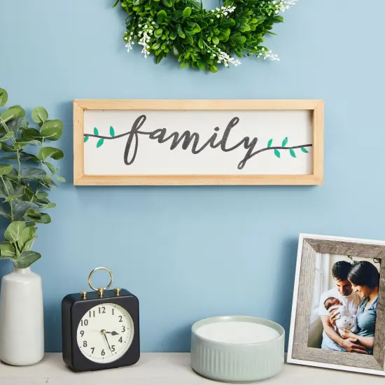 Wooden Family Sign 17" x 6", Rustic Hanging Farmhouse Wall Decor for Home Brown {2}
