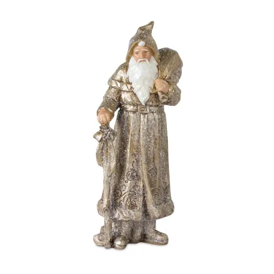 Melrose Set of 3 Antique Bronze Unique Christmas Santa Figurine, 12.25" Gold {5}