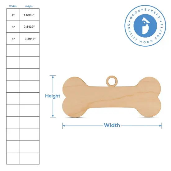 Dog Bone Christmas Ornament, From 4"- 8", Wood Craft | Woodpeckers {5}