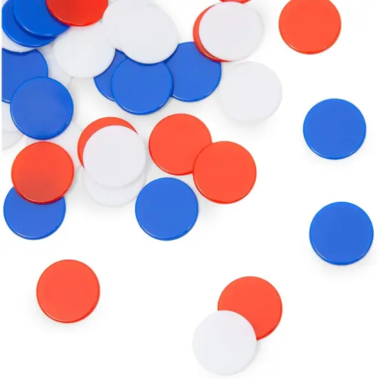 300 Count Blank Plastic Bingo Chips, Math Counters for Kids Learning, Card Game Supplies, 3 Colors, 1 in Multicolor {7}