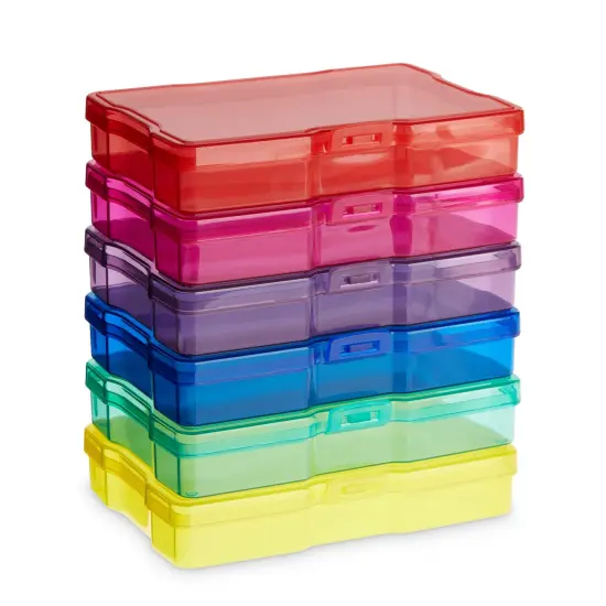 4 x 6 Inch Photo Storage Box with 6 Inner Cases, Plastic Box for Stickers, Crafts, Seeds, Art Supplies, Craft Organizers and Storage for Home, School, Classroom (7 Pieces) {7}