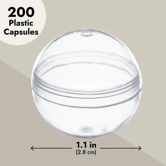 200 Pack Gumball Vending Machine Capsules, 1.1 Inch Plastic Containers for Toys, Prizes, Themed Party Favors, For Ages 3-14 Clear {4}