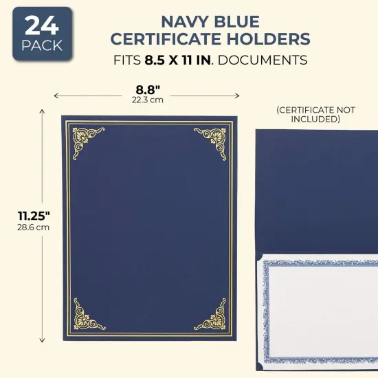 Paper Junkie 24 Pack Certificate Holder Letter-Sized Diploma Cover - Navy Blue {2}
