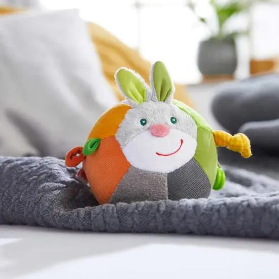 HABA Bunny Baby Ball Toy with Crinkle Ears and Rattle Rings - Tummy Time Toy for Fine Motor Skills and Sensory Development for 6 months + Multicolor {7}