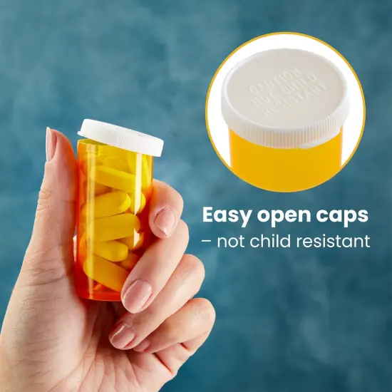 50-Pack Empty Medicine Bottles with Caps, 13 Dram Pill Bottles, Plastic Vials, Containers for Prescription Medication, Vitamins, Supplements, Orange (2.7 in) Bulk Pack {3}