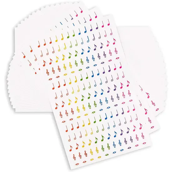 Music Note Stickers, Sticker Sheets (Rainbow, 18 Sheets, 3000 Pieces) Multicolor {6}