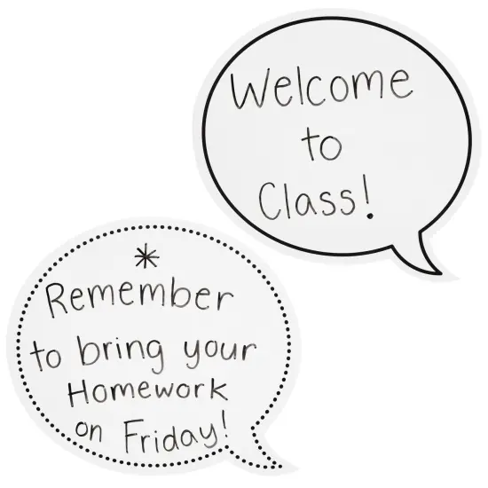 48 Pack Dry Erase Speech Bubble Cutouts for Bulletin Boards, Classroom Teaching Supplies, Available in 2 Designs, Solid and Dotted Outline, Laminated Erasable (9 x 8 Inches) {6}