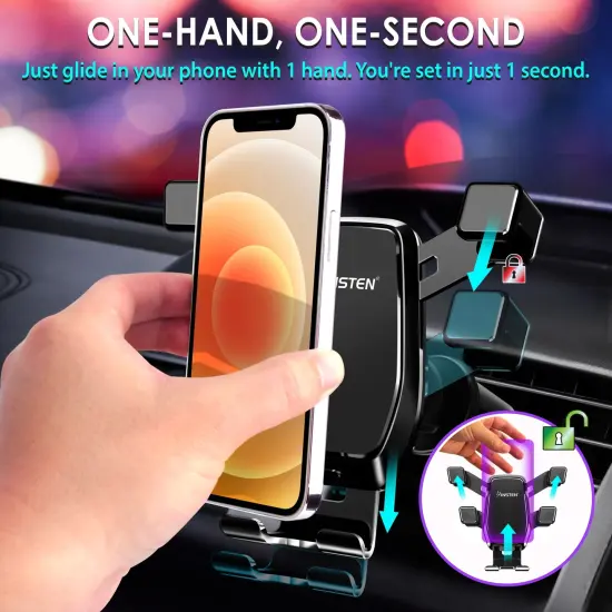 Universal Car Air Vent Gravity Cell Phone Holder Mount for iPhone and Mobile 4-6.7 Inch Black {2}