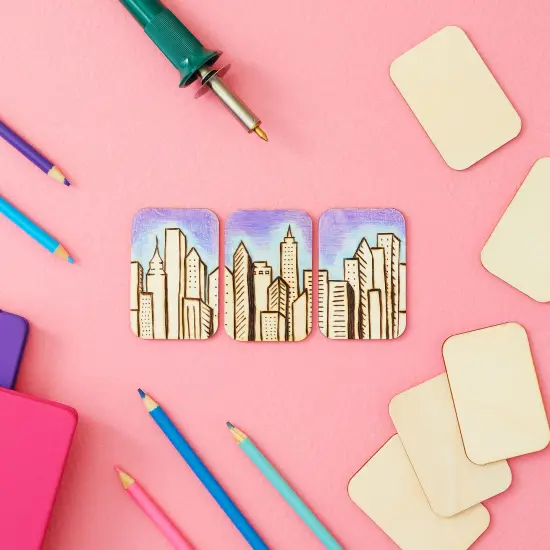 60 Pack Unfinished Wood Cutouts for Crafts, Rectangle Wooden Slices for DIY Projects (2 x 3 In) Brown {2}