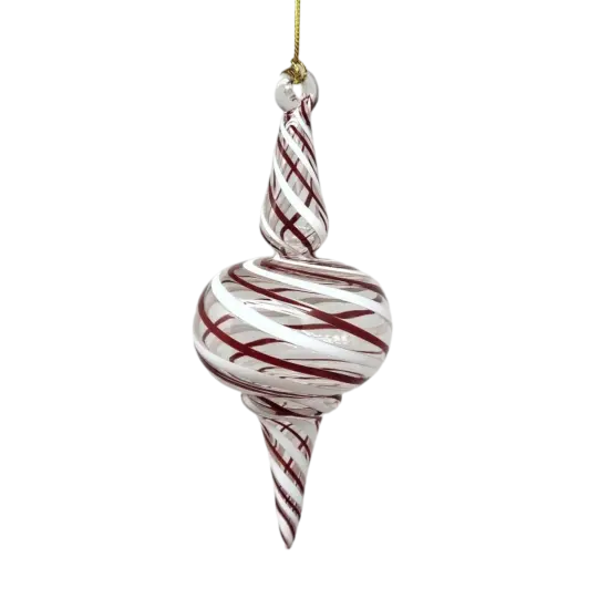 Peppermint Striped Spire Glass Ornament {3}