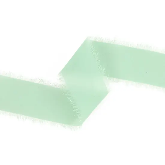 LaRibbons 1 1/2" Frayed Edge Chiffon Ribbon | 10 Yard Roll Light Green {3}
