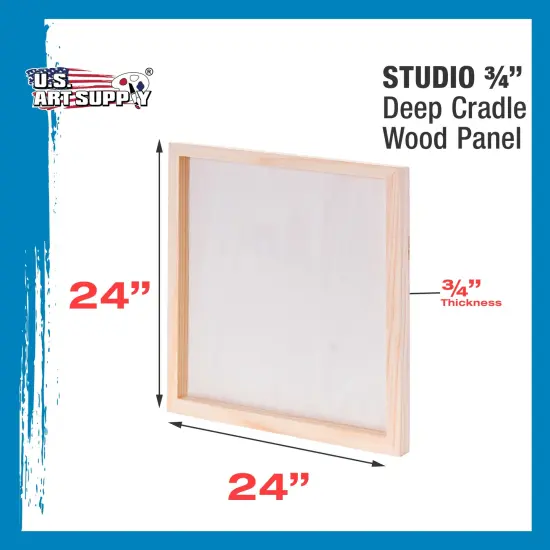 Unfinished Cradled Wood Panels for Painting, 2 Pack of 24x24 inch - Studio Birch Wooden Canvas Boards 3/4" Deep - Mixed-Media Craft, Acrylic, Oil, Encaustic, Paint Pouring Panel Board {3}