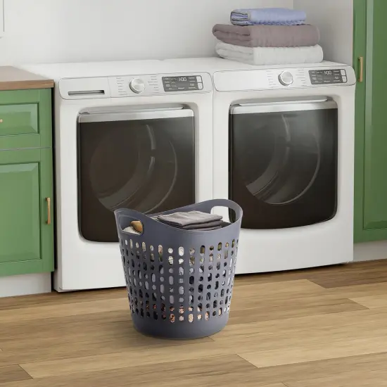 IRIS USA 3Pack Laundry Basket 40L Durable and Flexible, Portable Round Bin, 1.15 Bushel Hamper for Storage with Ventilation Holes for Closet Dorm, Gray {5}