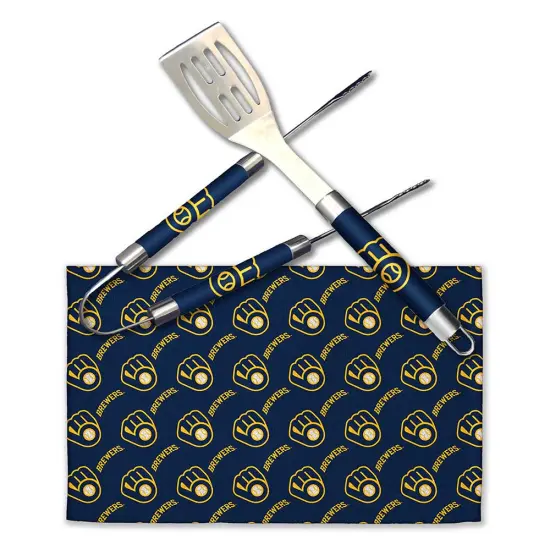 MLB 3-Piece BBQ Utensil Set 17.25 6 11 x 18 Inches Milwaukee brewers {1}