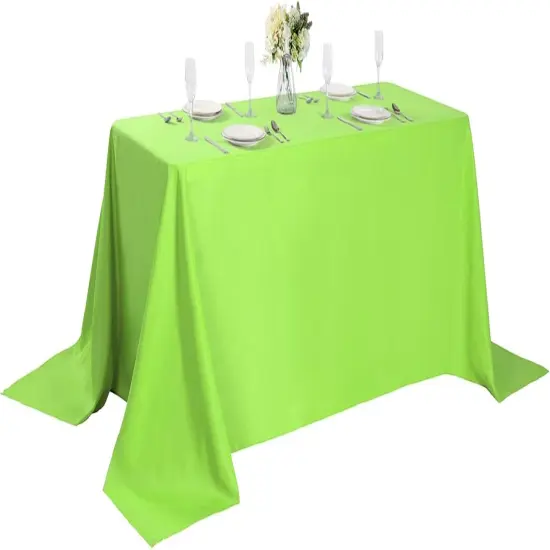 Rectangle Tablecloth 90x132 inch Washable Polyester Fabric Table Cloth for Wedding Party Dining Banquet Decoration（90x132, Apple Green） {1}