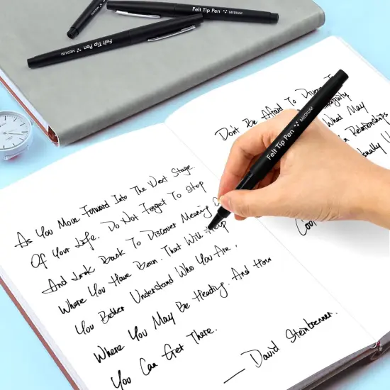 Felt Tip Pens, 30 Black Pack, 0.7mm Medium Point, Felt Tip Markers Pens for Journaling, Writing, Note Taking, Planner, Perfect for School Office and Art Supplies {5}