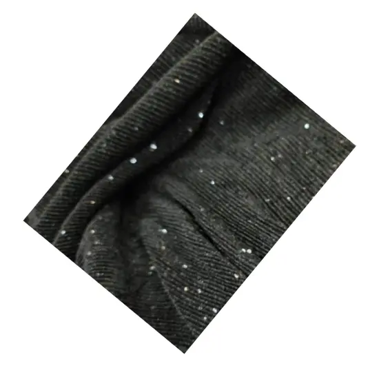 Black Textured Pleated Sequin Spandex 4 Way Stretch Fabric {3}
