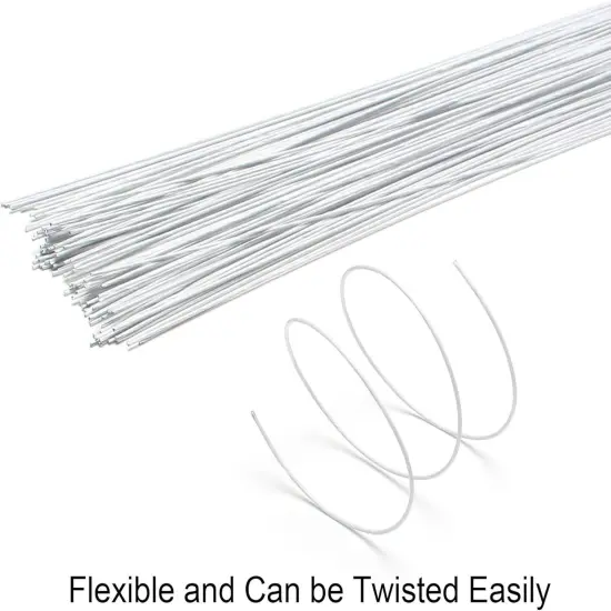 22 Gauge Stem Wire 100 Counts Floral Paper Wrapped Wire 14 Inch Wire for Flower Arrangements DIY Bouquet Handcrafts Wood Flowers (White) {4}