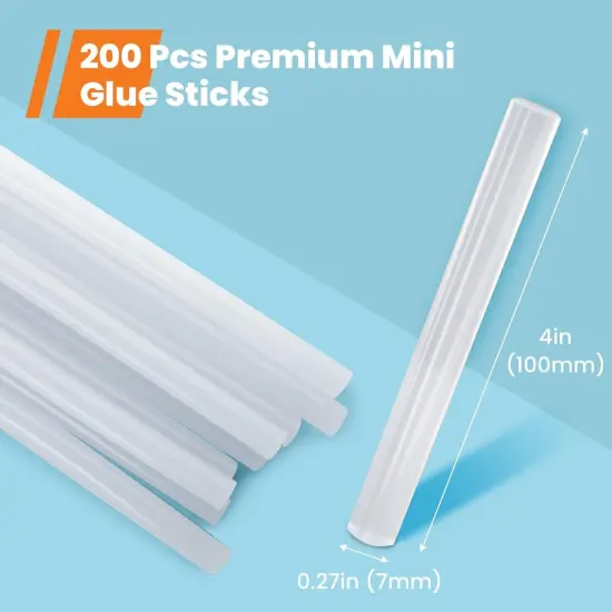 Mini Glue Gun Sticks, 200 Pcs Clear Mini Glue Sticks, 0.27" Diameter and 4" Long Hot Melt Glue Sticks - Compatible with Most Mini Glue Guns {1}
