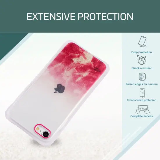 Case with Shockproof Bumper For iPhone SE 2020, Bling 3D Construction TPU IMD Cover For Teen Girls Women Red, by Insten {3}