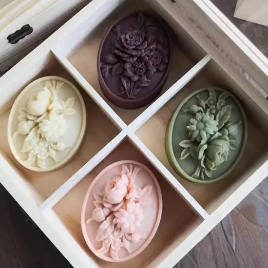 Four Cavities Soap Mold One Mold for 4 Different Flower Soap Making DIY Natural Flower Silicone Soap Molds Scented Candle Wax Resin Gypsum Mould {4}