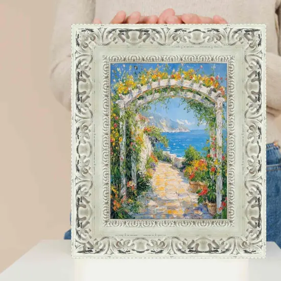 Wide Alabaster White Wash With Charcoal Picture Frame 9x9 frame {7}