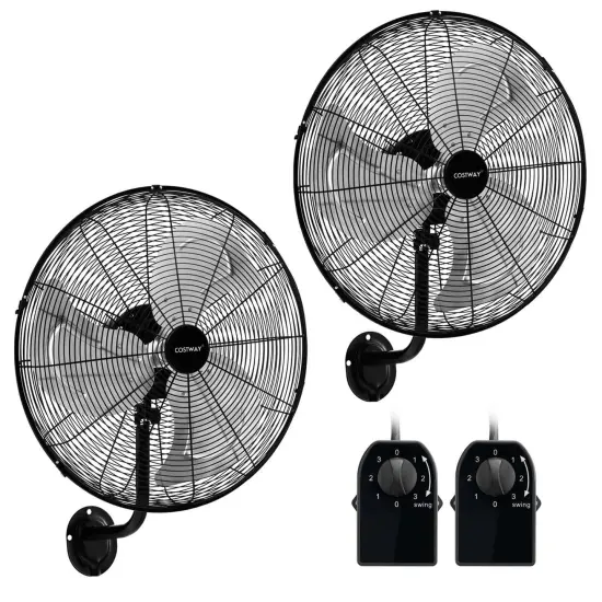 Costway 1/2 PCS 20" Wall Mount Fan with 3-Speed Options 85&deg; Oscillation 30&deg; Tilt 6 FT Cord {1}