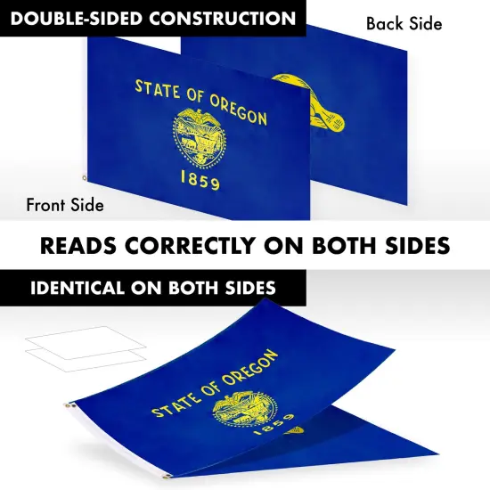 G128 - 6 Feet Tangle Free Spinning Flagpole (Silver) Oregon Double Sided Brass Grommets Embroidered 3x5 ft (Flag Included) Aluminum Flag Pole {3}