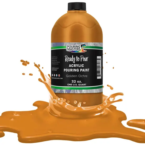 Pouring Masters Golden Ochre Ready to Pour Acrylic Pouring Paint - Premium 32-Ounce Pre-Mixed Fluid Acrylic Paint - Fluid Art Supplies for Canvas, Wood, Paper, Tile & Rocks {1}