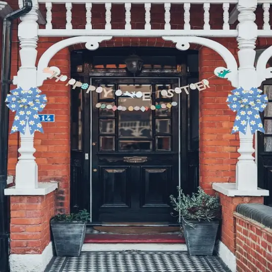 2pcs Easter Wreath Bows Easter Decor Bows Spring Blue Flowers Burlap Bow for Wreaths, Easter Spring Sunflower Ribbon Bows {5}