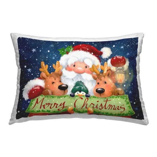 Santa with Lantern Christmas Outdoor Printed Pillow Design by Jean Francois, 14 x 7 x 20 {1}