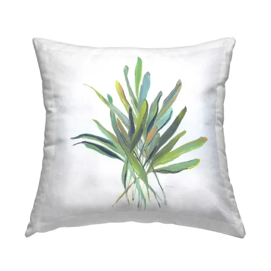Plant Leaf Sprigs Decorative Printed Throw Pillow Design by Sally Swatland, 18 x 7 x 18 {1}