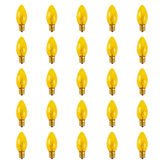 Northlight C9 Transparent Incandescent Christmas Replacement Bulbs - Yellow - Pack of 25 {1}