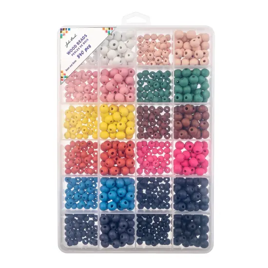 John Bead 840-Piece Assorted Wood Bead Jewelry Making Beads Box Assorted Colors {4}