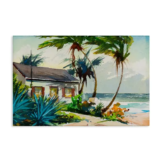 Stupell Industries Windswept Palms Cottage Canvas Wall Art Design by Richard A. Rodgers {1}