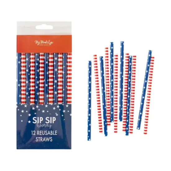 Patriotic Red, White & Blue Reusable Straws {2}