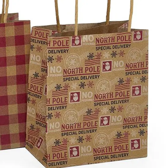 Festive Assorted Holiday Gift Bags 4.5" x 2.625" x 5.375" {4}