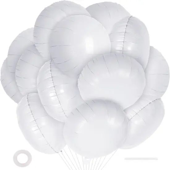20 Pcs White Round Shaped Balloons,18 Inch Round Foil Balloon {1}