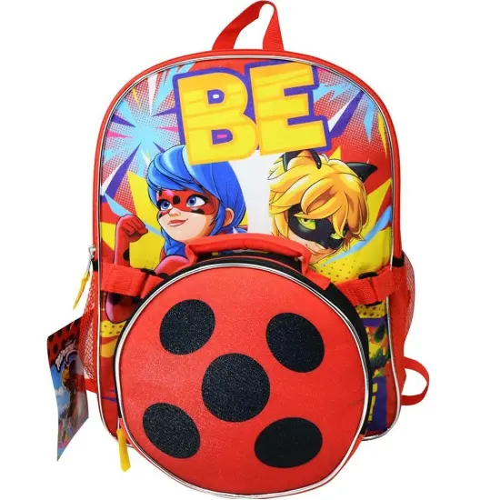 Miraculous Ladybug 16" Backpack with Round Lunch Bag {1}