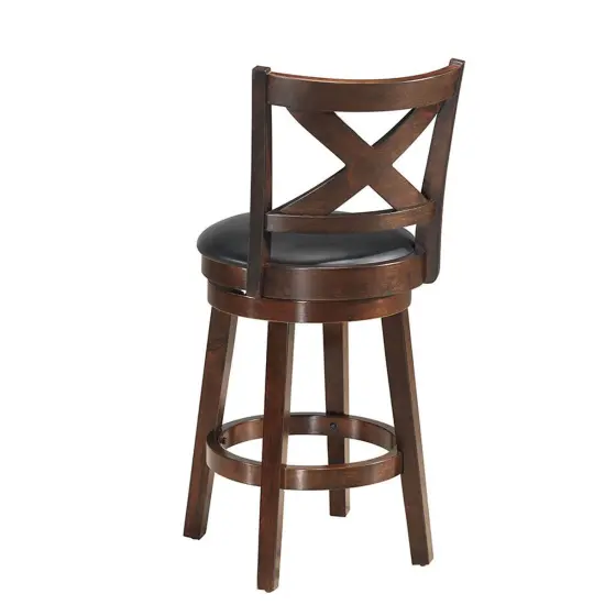 Costway Swivel Stool 24'' Counter Height X-Back Upholstered Dining Chair Kitchen Espresso {6}