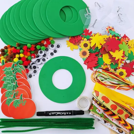 12 Sets Fall Craft Kits Kids - Wreath Signs Decorations {2}
