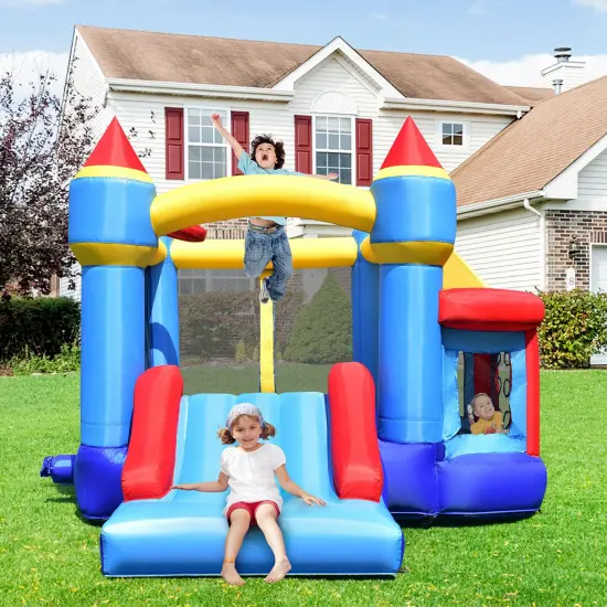 Costway InflatableBounce House Castle Slide Bouncer Kids Shooting Net {4}